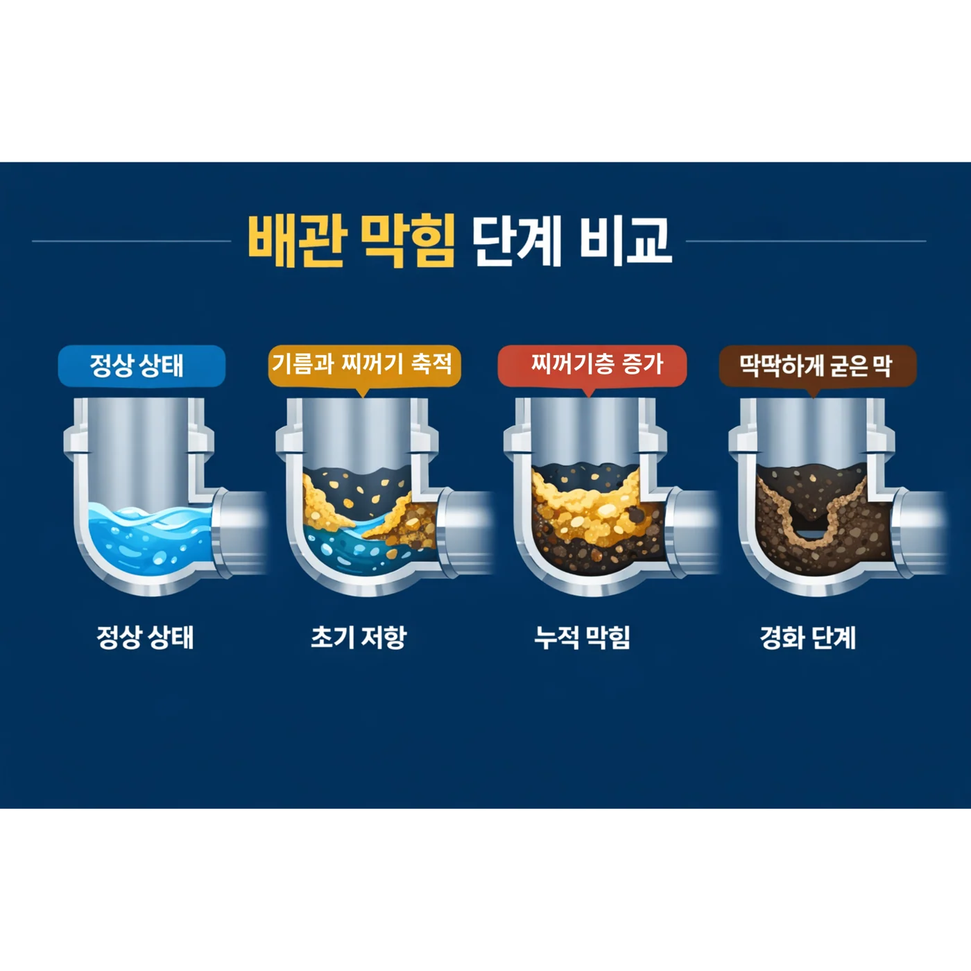 배관 막힘의 진행 단계