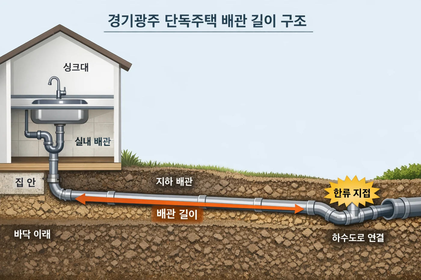 단독주택 배수관의 연결 경로