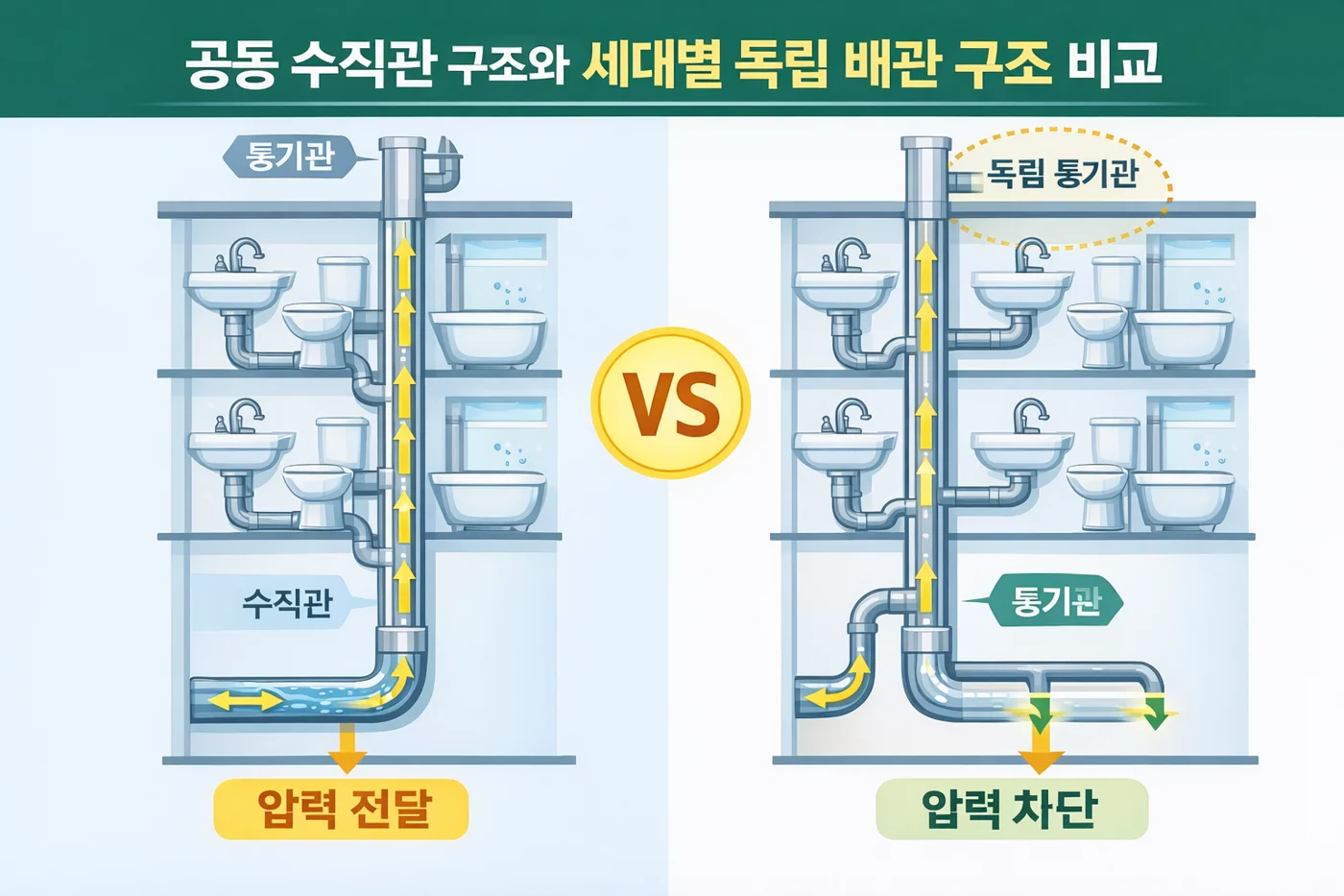 건물마다 달라지는 배관 연결 방식