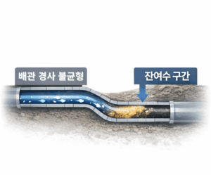 배관 경사 불균형으로 인한 싱크대막힘