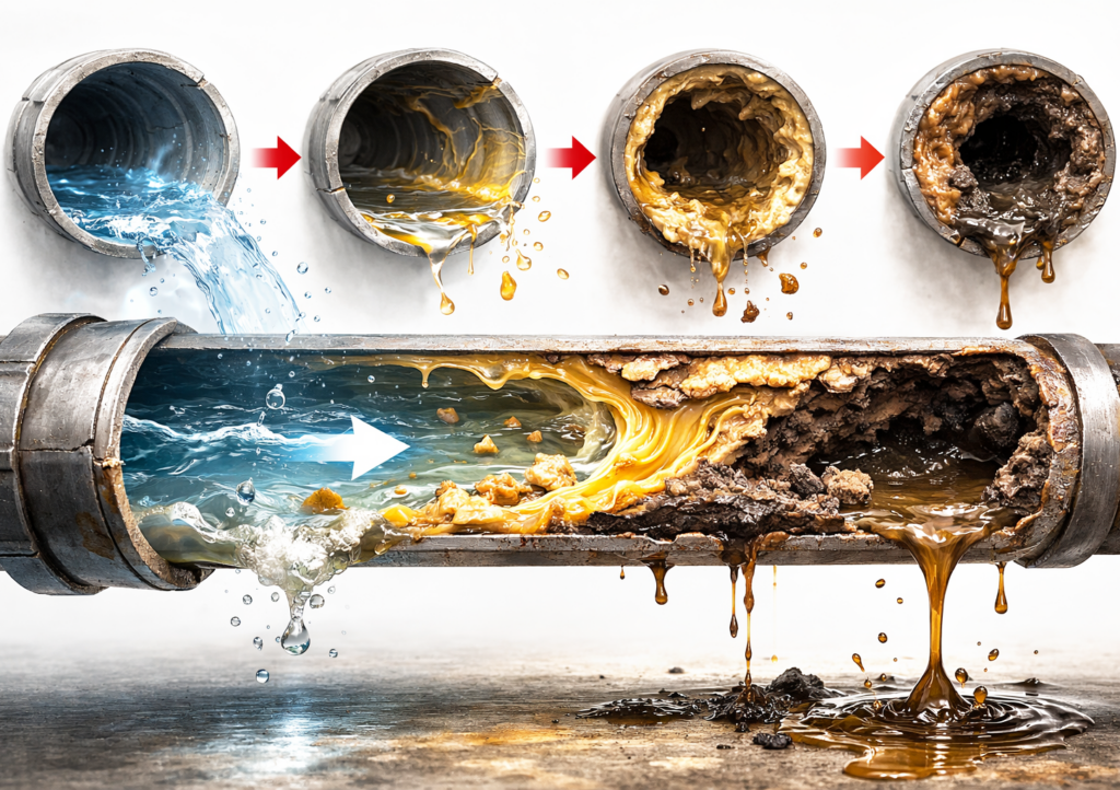 경기광주 싱크대막힘 기름슬러지 누적현상