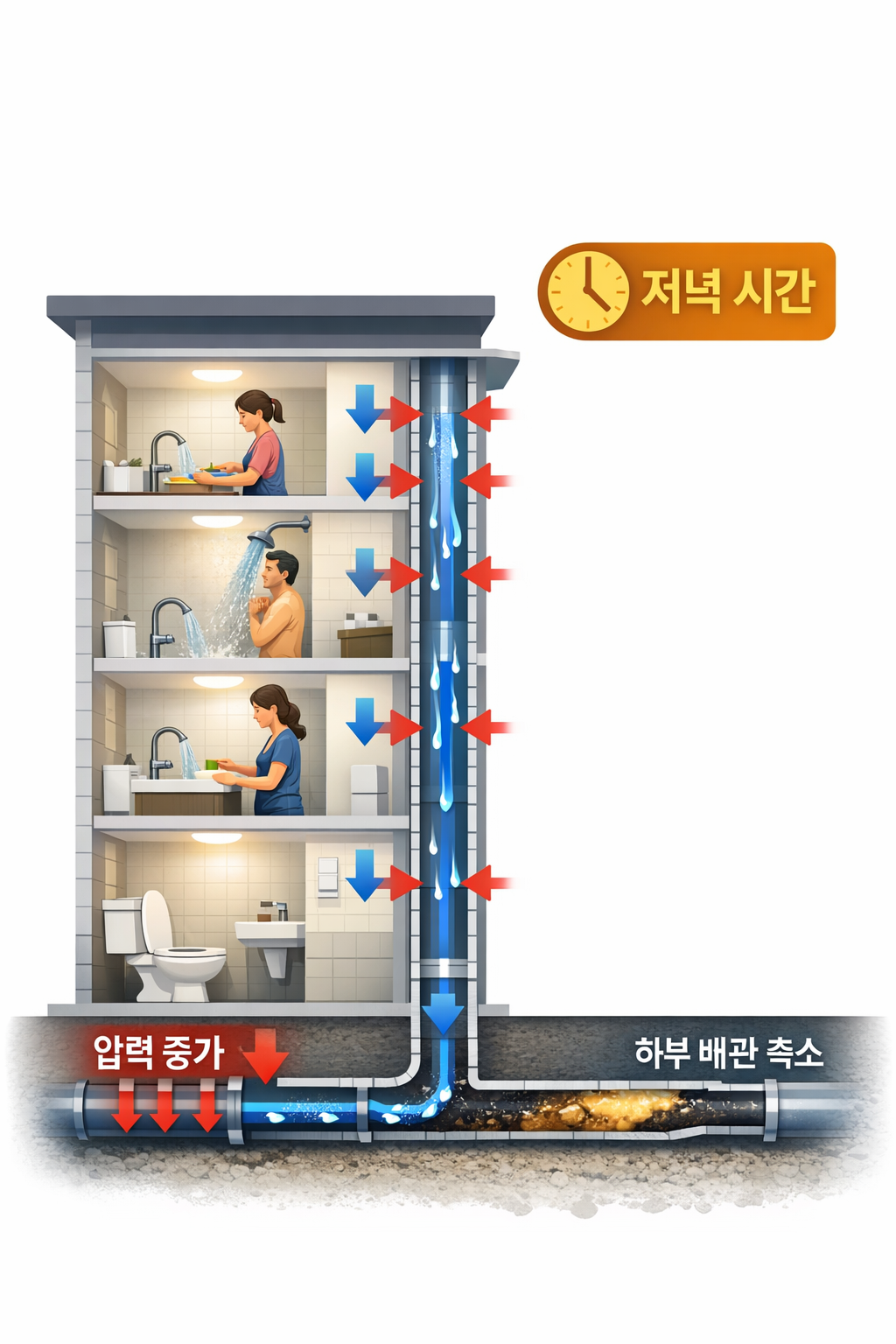 특정 시간대에 싱크대가 막히는 이유