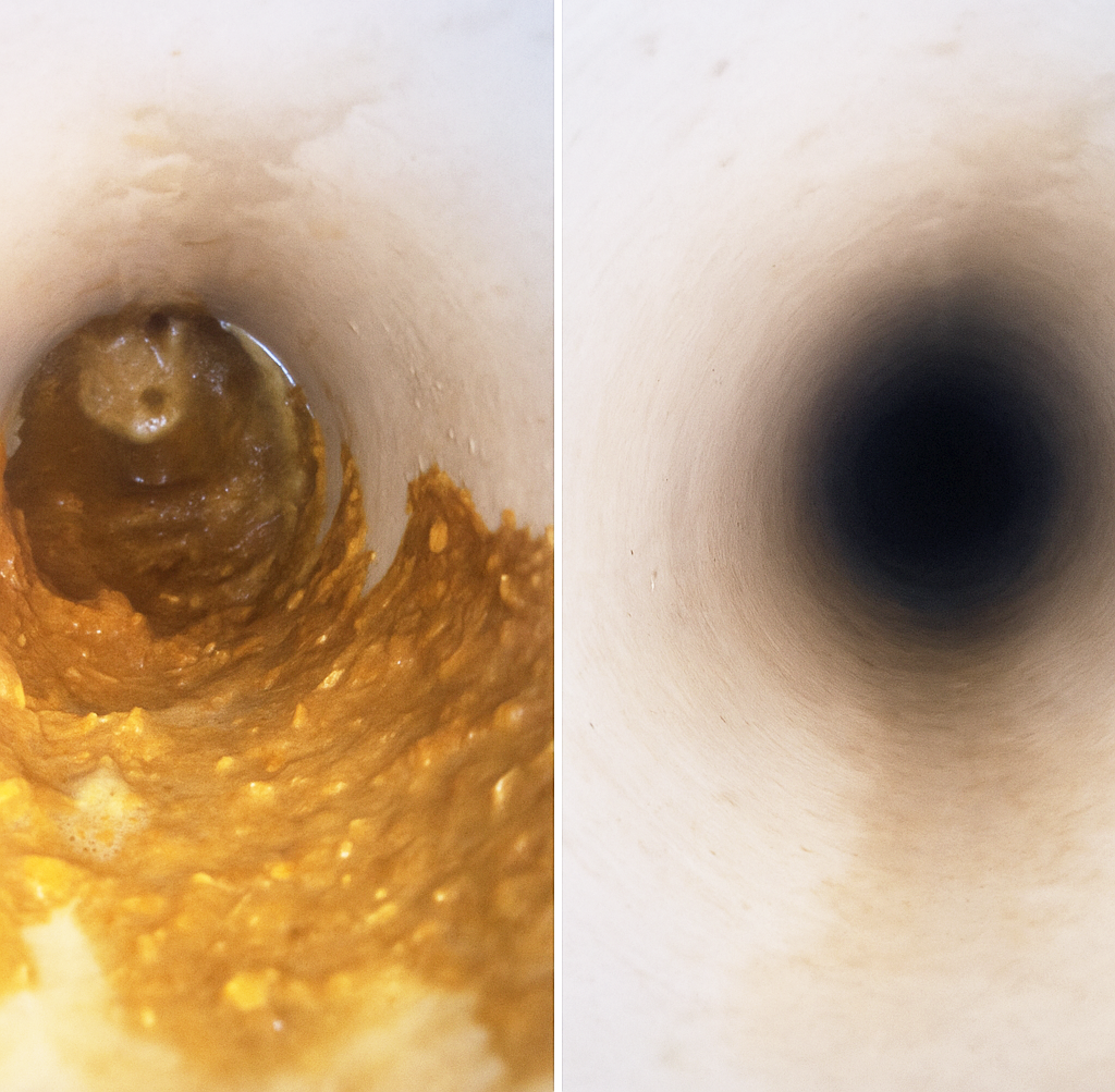 곤지암 싱크대막힘 작업 전후 배관비교